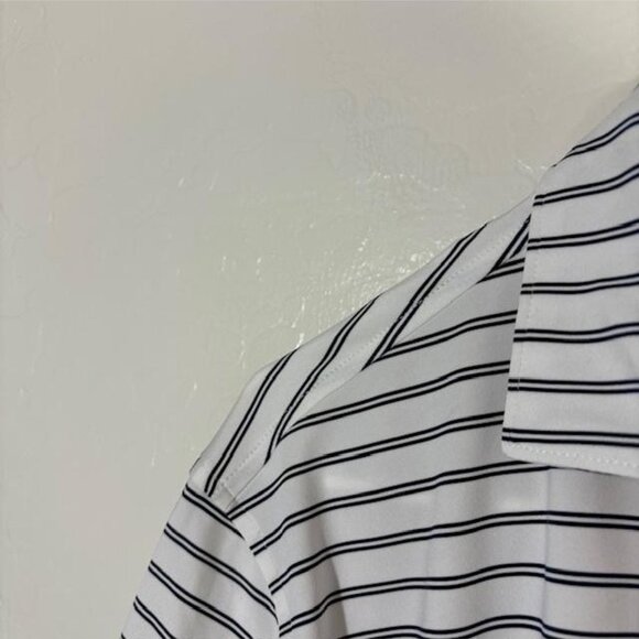 Peter Millar Polo Shirt Mens Small White Blue Stripe Summer Comfort Golf Stretch - Picture 2 of 7